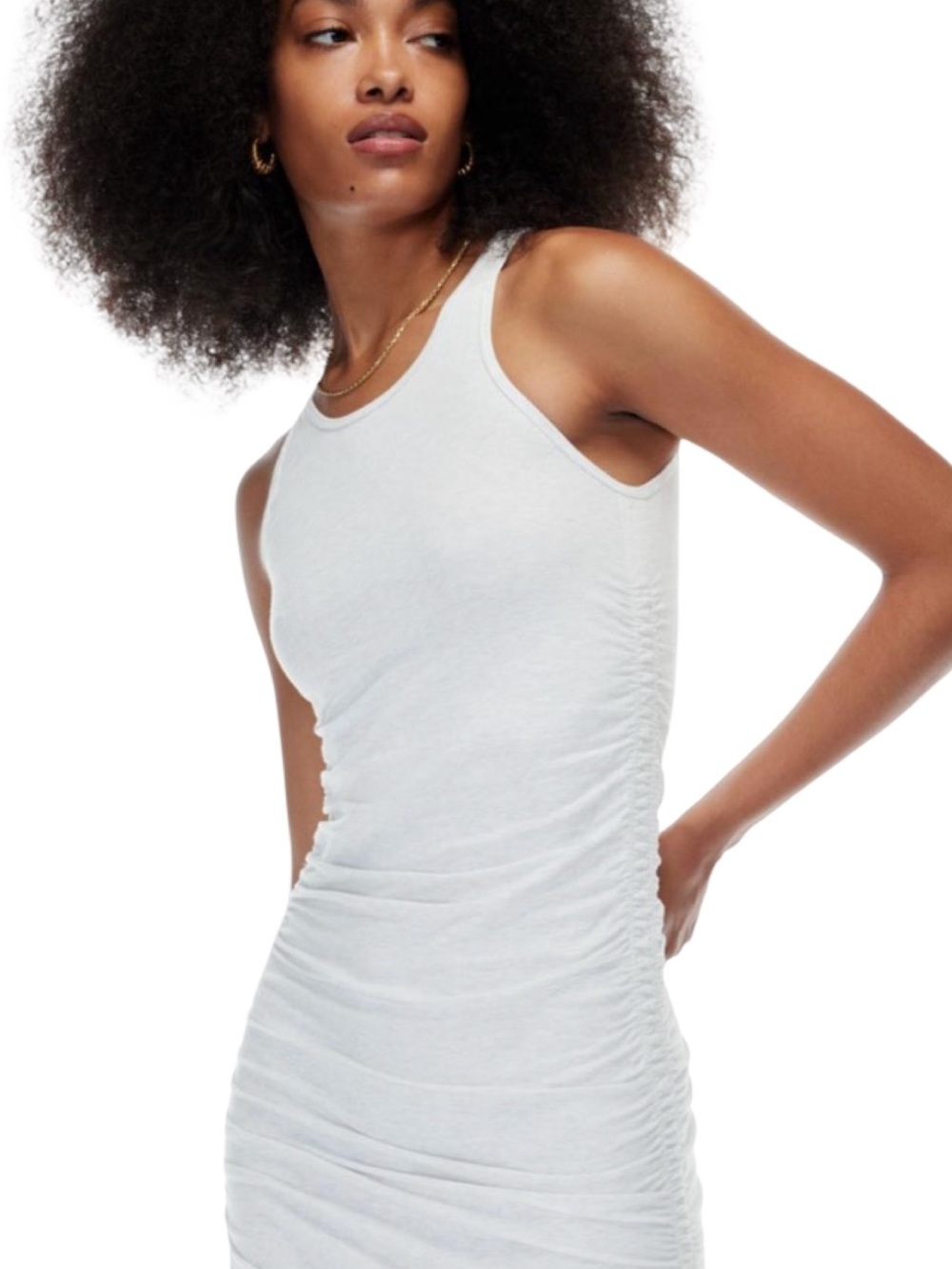 Aritzia TNA Chill Malibu Ruched Mini Dress Heather Grey Small Bodycon - Picture 4 of 13